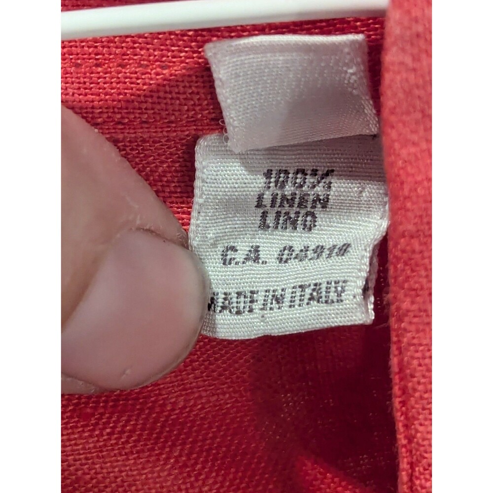 Aster 1973 Mens Dress Shirt 41 16 solid Coral Button Down Linen made in Italy - Picture 12 of 12